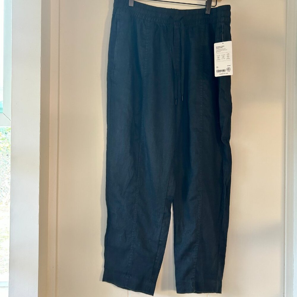 NEW WITH TAGS NWT Black Athleta Retreat Linen Ankle Pants size L